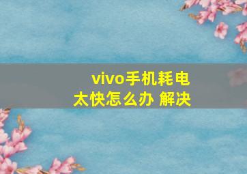 vivo手机耗电太快怎么办 解决